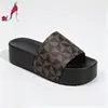 Novas Pantufas Femininas com Estampa Geométrica, Sandálias de Luxo Planas Antiderrapantes de Tira Larga com Solado Grosso para Uso Externo no Verão, Em Estoque Transfronteiriço