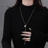 Novo Colar Pena Bronze Zen Chinês Feminino Estilo Étnico Boêmio Camada Dupla Corrente Longa para Suéter Acessórios