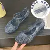 Sandálias de Plástico Transfronteiriças para Mulheres, Sapatos Femininos de Cristal, Sandálias Plataforma, Sandálias de Salto Médio, Fivela de Uma Tira, Sandálias de Verão com Bico Fechado