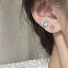 6mm Hua Zi Clavo de Oreja Cruzado Combinación Titanio Azul Brillante Acero Ear Nail Doble Agujero de Oreja Clavo de Oreja Femenino