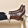 Botines de Punta Fina para Mujer con Tacón Grueso 2025 Nuevos Zapatos de Terciopelo para Mujer Otoño e Invierno Tacón Medio Tacón Alto Botas Marrones para Mujer