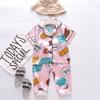 BE10 Mufu Rui 2023 Ano Novo Infantil Roupa de Casa Manga Curta Calça Borda Branca Coração Moda Casual Pijama
