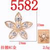 Micro-incrustado Pérola de volta com anel de cinco pétalas flor liga acessórios diy saco de roupas cheio de acessórios de flores de diamante