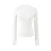 Camiseta de Manga Larga con Patchwork de Encaje y Cuello Semi-Alto Estilo Puro Deseo, Versátil de Moda Primavera Nueva, Top Básico Elegante de Corte Ajustado
