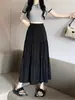 Falda Blanca de Cintura Alta Adelgazante para Mujer, Nuevo Estilo Coreano Verano 2026, Falda Midi de Línea A con Cintura Elástica