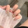 Explosiones Uñas Hielo Fantasía Azul Francés Ojo de Gato Dinámico Manual Uñas Postizas Uñas Artísticas Piezas de Uñas Terminadas