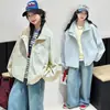 Jaqueta de Primavera para Meninas de Comércio Exterior 2026 Novo Modelo Top com Gola Alta Infantil Jaqueta de Primavera e Outono para Meninas Roupas Infantis de Comércio Exterior