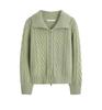 Nuevo Top de Punto Gris con Cremallera y Solapa, Diseño Elegante y Relajado, Suéter Cardigan de Punto de Color Sólido para Mujer, Otoño/Invierno 2025