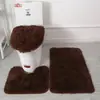 Set de Baño de Tres Piezas de Lana de Seda Felpudo Antideslizante para Baño Alfombra Aislante de Pelo Largo Combinación de Felpudos Transfronterizo