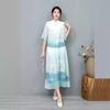 Traje Hanfu de Estilo Chino Mejorado para Mujer, Top Artístico de Manga Tres Cuartos, Conjunto de Dos Piezas de Falda Delgada Casual
