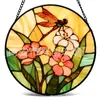 Adornos de vidrio de libélula floral transfronterizos, decoraciones colgantes coloridas para el hogar, decoraciones de ventana, atrapasoles para jardín