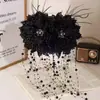 2026 Nuevo Estilo Pinza para el Cabello con Lazo Grande de Terciopelo Rojo, Accesorio para el Cabello para Niñas, Tocado de Princesa Nupcial de Borla de Alta Gama