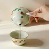 Tetera Japonesa con Mango Lateral de Caqui Pintada a Mano Juego de Té Kung Fu para Uso en Casa con Filtro de Agujero de Bola, Tetera Pequeña de Mano