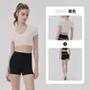 Conjunto de Roupa de Yoga Refrescante para Mulheres com Bojos, Shorts Esportivo Color Block de Verão, Conjunto de Três Peças para Pilates Fitness