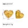 Diseño de Estilo Ins Transfronterizo Pendientes con Forma de Corazón Chapados en Oro Real de 18 Quilates Pendientes Texturizados de Acero Inoxidable Pendientes Brillantes Simétricos