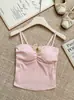 Camisole sexy estilo coreano de renda com laço, sem alças, com bojos para mulheres, adequada para usar sob vestido de noiva, top sexy justo