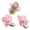 Flor de Listón de Satén Plisado con Forma de Corazón y Hojas Flor de Listón Floral Pequeña Flor de Tela Accesorios para el Cabello DIY Accesorios para la Ropa con Hojas