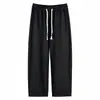 Nuevos pantalones fluidos color batido de leche para mujer para otoño e invierno, pantalones anchos de felpa suaves y casuales, pantalones rectos fluidos de cintura alta para caminar