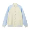 Chaqueta para Hombre y Mujer Primavera y Otoño Pareja Americana Uniforme de Béisbol F25090 Algodón Cómodo Raglán Combinación de Colores Holgado Botón Uniforme de Béisbol