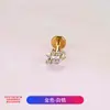 Aretes de Aleación de Titanio F136 Abanico Pequeño Hueco Incrustado con Circonita Tornillo Interno Aretes para Cartílago de la Oreja Aretes para Labio Joyería para Piercing de Titanio G23