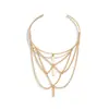 Joyería Transfronteriza Europea y Americana Cadena Colgante Multicapa de Metal Brazalete de Brazo Cadena de Brazo Ajustable Punk Estilo Vacacional Playa Pulsera de Apertura