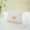 Moda Nova Primavera e Verão 2025 Bolsa Quadrada Pequena Simples Feminina Alta Qualidade Grande Capacidade Ombro Único Transversal Cor Sólida Bolsa com Fechadura