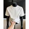 Camiseta de Manga Corta con Hombro Recto, Parche Desconstruido Estilo Americano para Hombre, Marca Trendy Holgada de Verano, Casual Elegante y Adelgazante, Manga Corta
