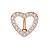 Moda Europeia e Americana novo piercing de umbigo prego de umbigo em formato de coração cobre com pedra incrustada Ouro Rosa Prata