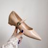 6318-5 Sapatos Femininos Internos que Aumentam a Altura com Salto Anabela, Bico Fino, Sola Reta, Versáteis, Simples, Casuais Sapatos Internos que Aumentam a Altura para Mulheres