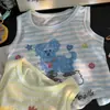 Chaleco infantil de Lyocell, estilo fino para primavera y otoño, camiseta sin mangas de bebé a rayas de dibujos animados para niños y niñas, moderno