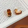 Brincos Quadrados Âmbar Tartaruga Estilo Retrô Francês para Mulheres, de Alta Qualidade, Estilosos, Design Único, Modernos