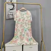 Novo Pijama de Algodão e Seda 2025 para Mulheres, Verão Fino Tamanho Grande, Vestido Longo de Algodão Artificial de Manga Curta para Usar por Cima