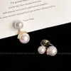 Brinco de Clipe Duplo de Pérola Exquisite Francês Leve Luxo Sensação de Alto Padrão Nicho Brincos de Zircônia Brincos Clássicos Brincos com Senso de Design Feminino
