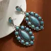 Pendientes de Turquesa Hueca con Forma de Corazón de Venta Caliente Transfronteriza Pendientes de Estilo Étnico Retro de Gama Alta Pendientes Bohemios para Mujer