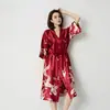Vestido de Madrinha roupão matinal longo roupão matinal emocional feminino noiva madrinha seda festa pijama roupa presente de mão alça
