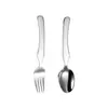 Acero Inoxidable 304 Cubiertos Infantiles Luna Creciente Cuchillo y Tenedor Cuchara Cuchara Engrosada para el Hogar Linda Cuchara para Postre Juego de Cuatro Piezas
