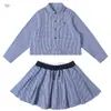 Traje de Cuadros para Niña 2026 Primavera y Verano Nuevo Estilo Camisa Casual y Falda Plisada Conjunto de Dos Piezas para Niños Mayores, Atuendo de Verano Elegante