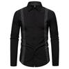 25 Transfronteiriço Amazon Nova Camisa Casual Masculina de Manga Longa com Estampa de Bolinhas Pretas e Brancas Combinação de Cores Tamanho Europeu Slim Moda Camisa Masculina