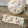 Bufanda de azúcar arcoíris línea tejida a mano diy gorro de punto de colores línea mixta de ping-pong línea de lana mohair cachemir