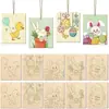 Piezas de madera de Pascua transfronterizas sin terminar DIY pintura infantil decoración de conejo y huevo manualidades de madera estilo colgante