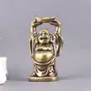 Estátua de Latão do Buda Maitreya Segurando Lingotes e um Ruyi, Pequena Estatueta do Buda Maitreya, Ornamento Artesanal, Acessório para Estátua do Buda Maitreya