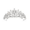 Corona de novia para boda transfronteriza, diadema de aleación plateada rosa con diamantes para actuación infantil, accesorios, regalo de cumpleaños, gota de agua dorada