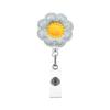 Girassol Girassol Crochê Flor Vermelha Pequena Retrátil Fácil de Puxar Rotatório Clipe de Jacaré Rolo de Crachá Presente de Escritório