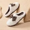 Pantuflas de Algodón a Cuadros Retro Melanoides con Lazo para Mujer, Otoño/Invierno, Hogar, Antideslizantes, Suela Suave, Felpa Caliente