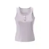 Camiseta sin mangas acanalada de tres botones inspirada en el diseño, de Lyocell refrescante, para primavera y verano, absorbente del sudor y cómoda como capa interior