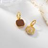 Serie Otoño e Invierno Sentido Avanzado Color Maillard Pendientes de Moda Combinación Geométricos Redondos Esmalte Pendientes Versátiles Venta al por Mayor