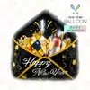 Feliz Ano Novo Balões de Folha de Alumínio de 18 polegadas Celebre a Véspera de Ano Novo com Estrelas Cadentes, Taças de Vinho e Estrelas de Cinco Pontas Decorações de Feliz Ano Novo
