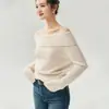 Escote Bardot estilo francés, 75% cachemira, 25% seda de morera, suéter de punto para mujer, nueva colección otoño 2026