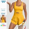 Amazon Cross-Border Novo Europeu e Americano Sexy Shorts de Fitness Esportivos ao Ar Livre Colete Macacão Casual de Yoga para Mulheres