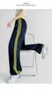 Pantalones de Chándal Adelgazantes de Cintura Alta para Mujer Otoño/Invierno Nuevos con Rayas Laterales, Pantalones de Chándal con Tres Rayas, Talla Pequeña, Forro Polar, Pantalones de Pierna Ancha Curvos